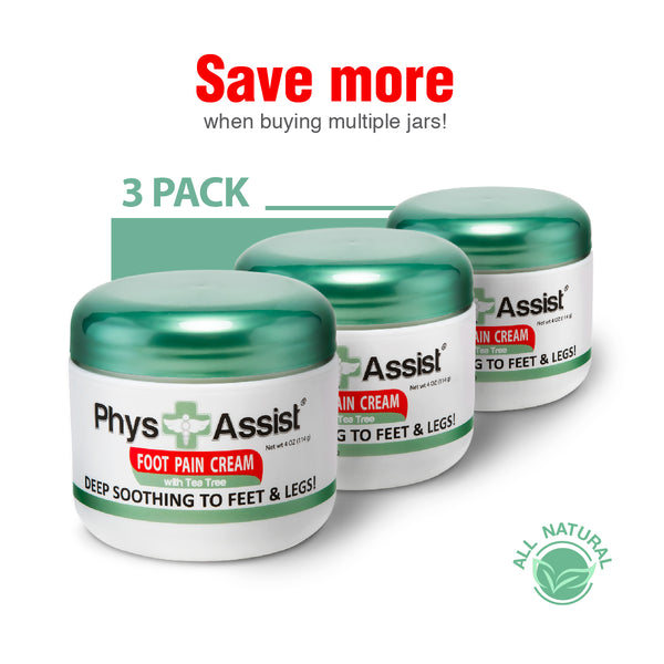 PhysAssist Foot Pain Cream with Australian Tea Tree Oil (3 Pack)