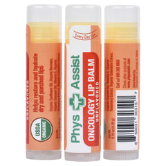 PhysAssist Oncology Lip Balm USDA Organic Unflavored . Moisturize, Hydrate & Protect Dry parched lips during Chemo or Radio USDA Organic. 3 Pack